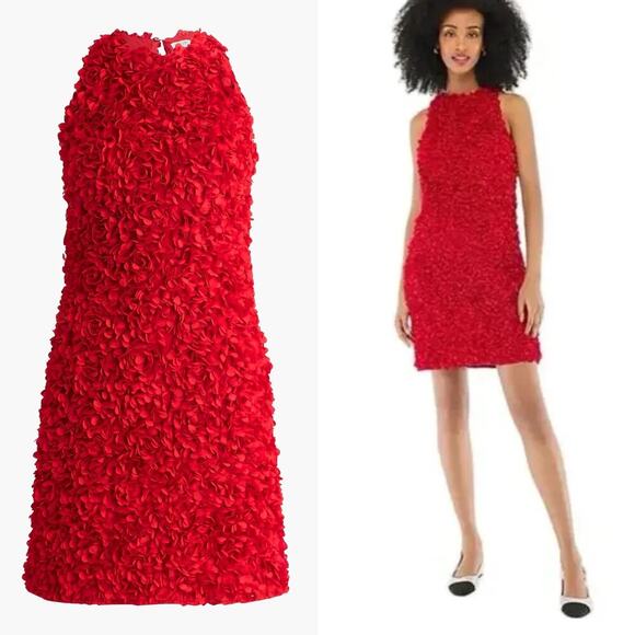 J. Crew Rosette Dress 3D Flower Petal Sleeveless Mini Sheath Deep Ruby Red NWT 6 - Picture 1 of 9